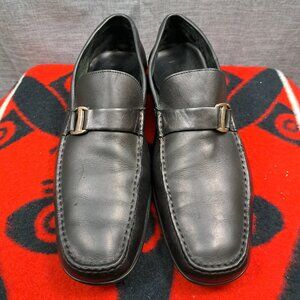Salvatore Ferragamo Black Leather Slip-On Loafers Size 11 Men